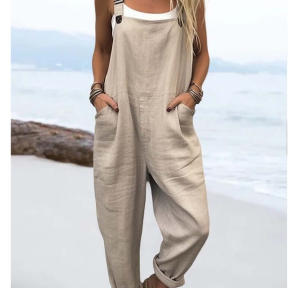 Women's Solid Khaki Casual Overall - Picture 1 of 2